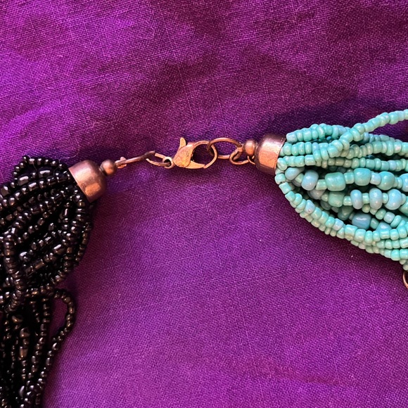 Turquoise, black, and white beaded necklace - Picture 3 of 5